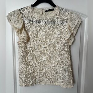 Zara M lace detailed blouse